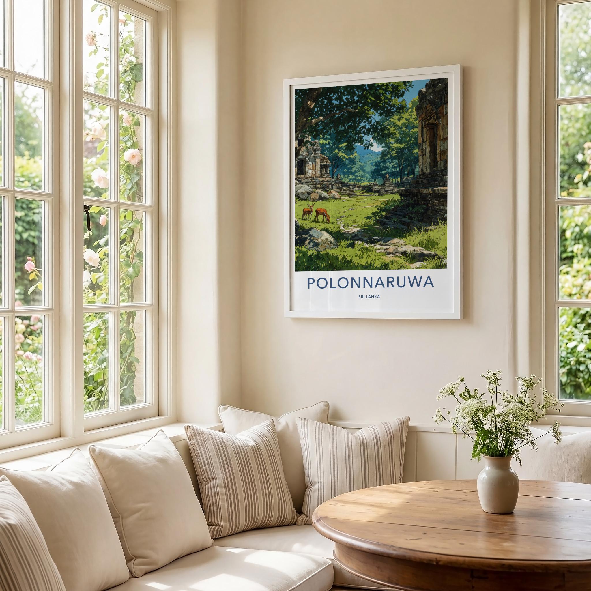Polonnaruwa Poster - Sri Lanka Travel Art - Ancient Temple Deers Home Decor