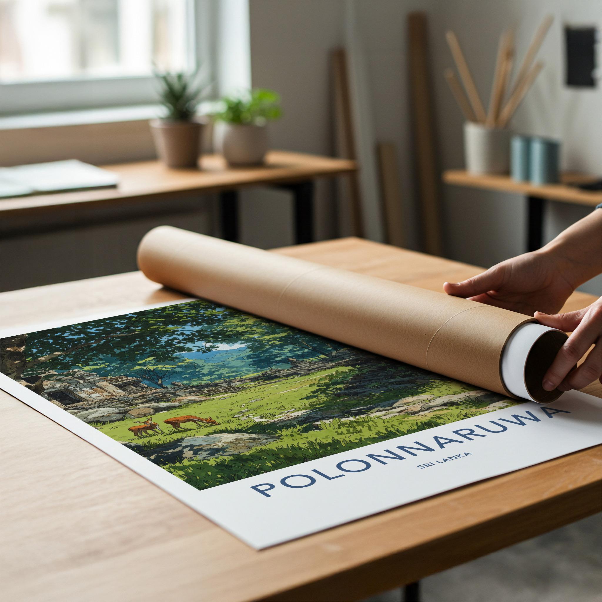 Polonnaruwa Poster - Sri Lanka Travel Art - Ancient Temple Deers Home Decor