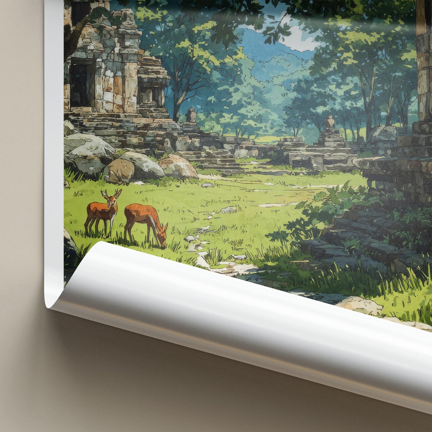 Polonnaruwa Poster - Sri Lanka Travel Art - Ancient Temple Deers Home Decor
