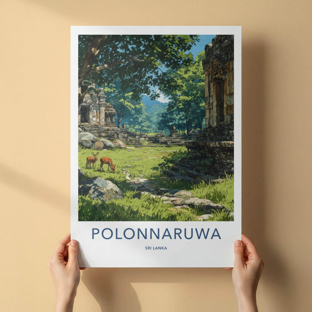 Polonnaruwa Poster - Sri Lanka Travel Art - Ancient Temple Deers Home Decor