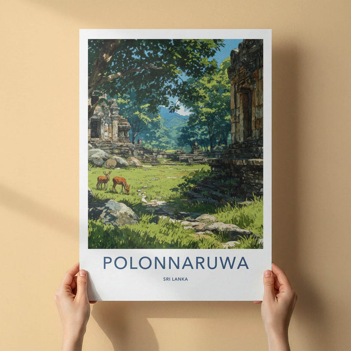 Polonnaruwa Poster - Sri Lanka Travel Art - Ancient Temple Deers Home Decor