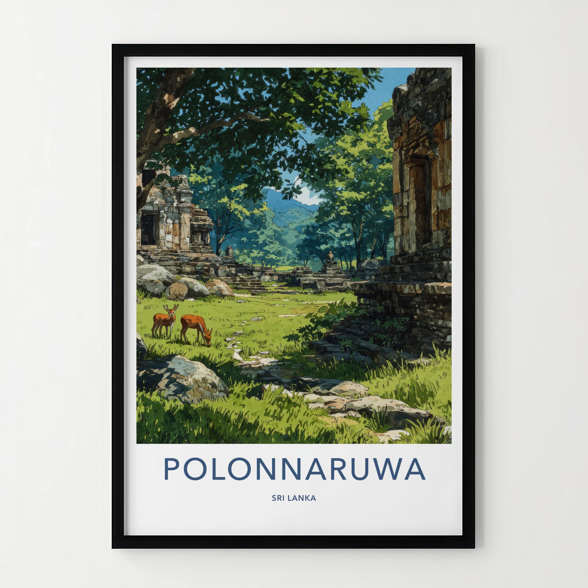 Polonnaruwa Poster - Sri Lanka Travel Art - Ancient Temple Deers Home Decor
