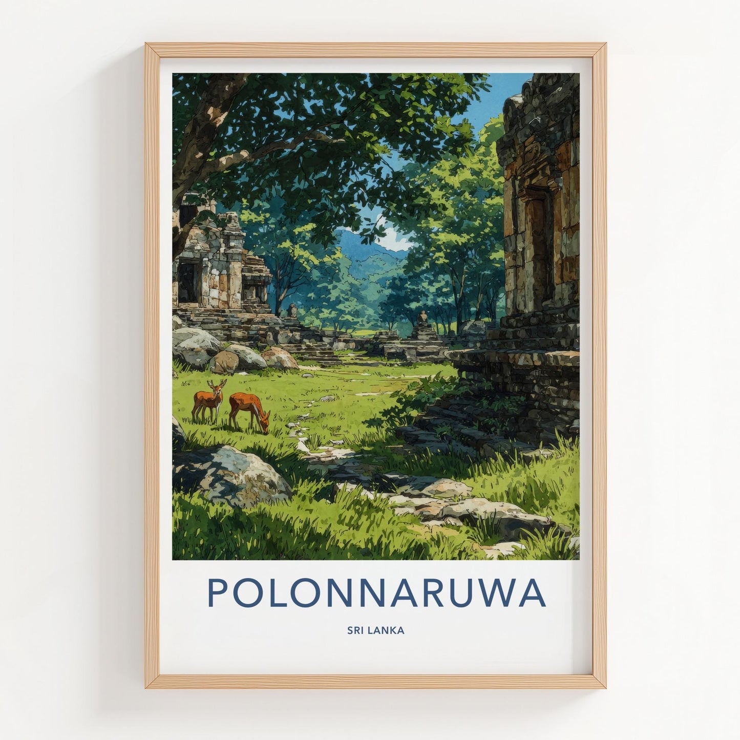 Polonnaruwa Poster - Sri Lanka Travel Art - Ancient Temple Deers Home Decor