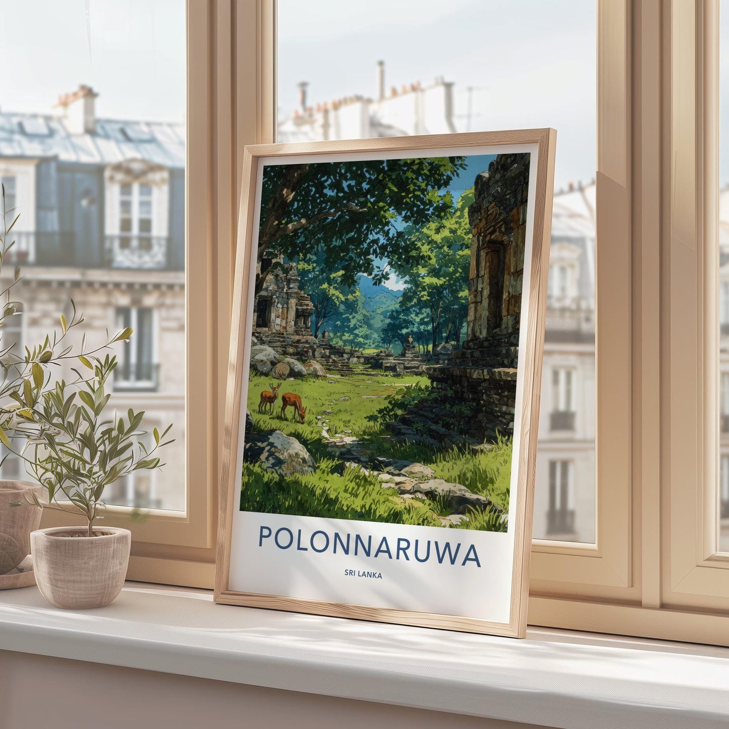 Polonnaruwa Poster - Sri Lanka Travel Art - Ancient Temple Deers Home Decor