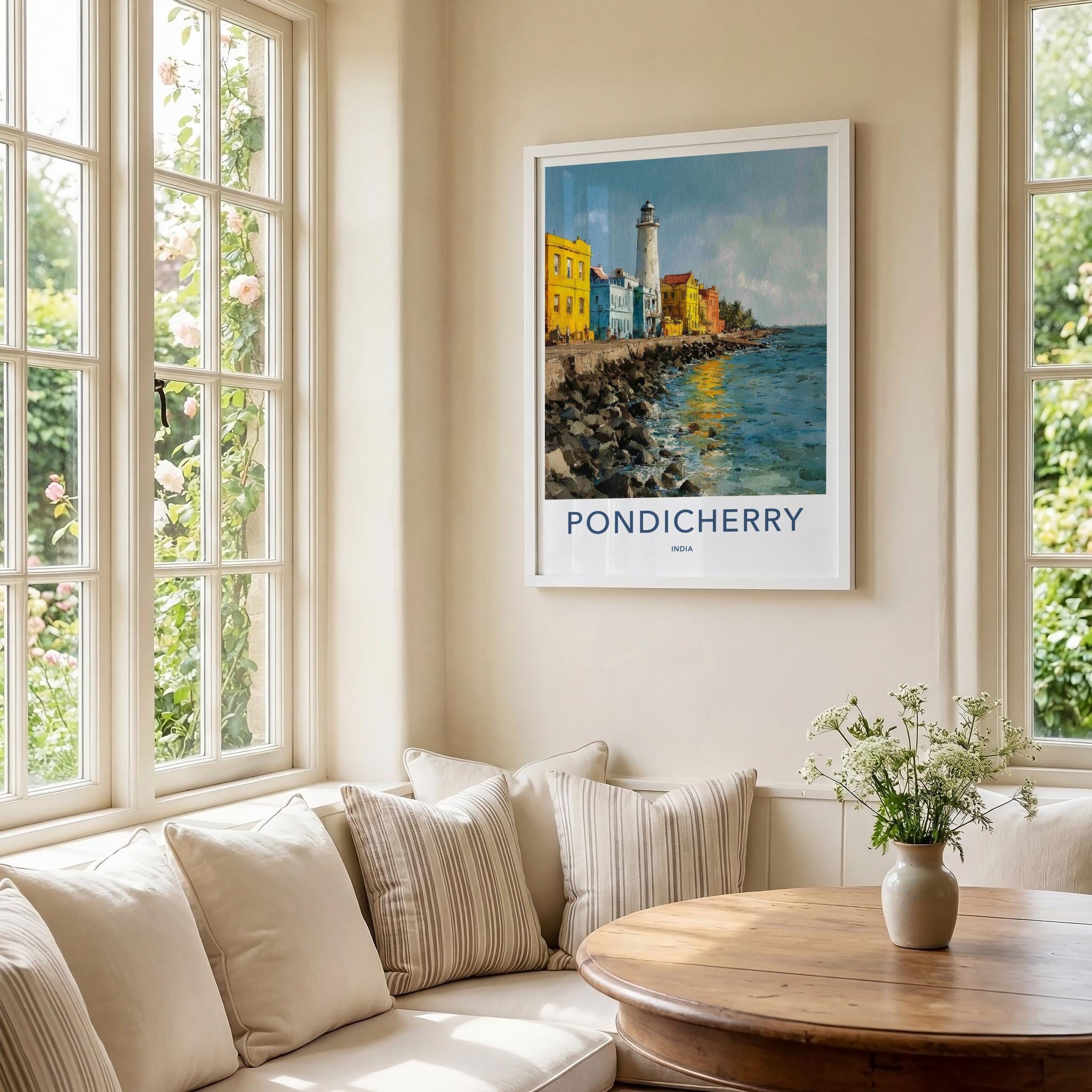 Pondicherry Poster - India Art Print - Pondicherry Seaside Lighthouse Home Art