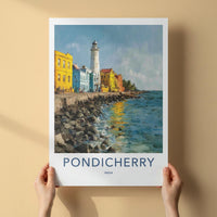 Pondicherry Poster - India Art Print - Pondicherry Seaside Lighthouse Home Art