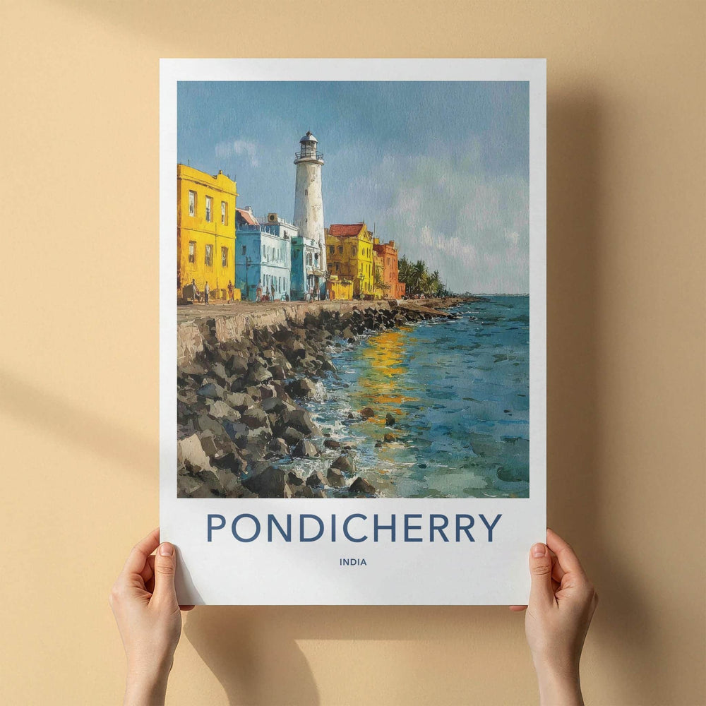 Pondicherry Poster - India Art Print - Pondicherry Seaside Lighthouse Home Art