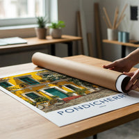 Pondicherry Poster - India Travel Art - Puducherry Vibrant Colonial Charm Wall Decor