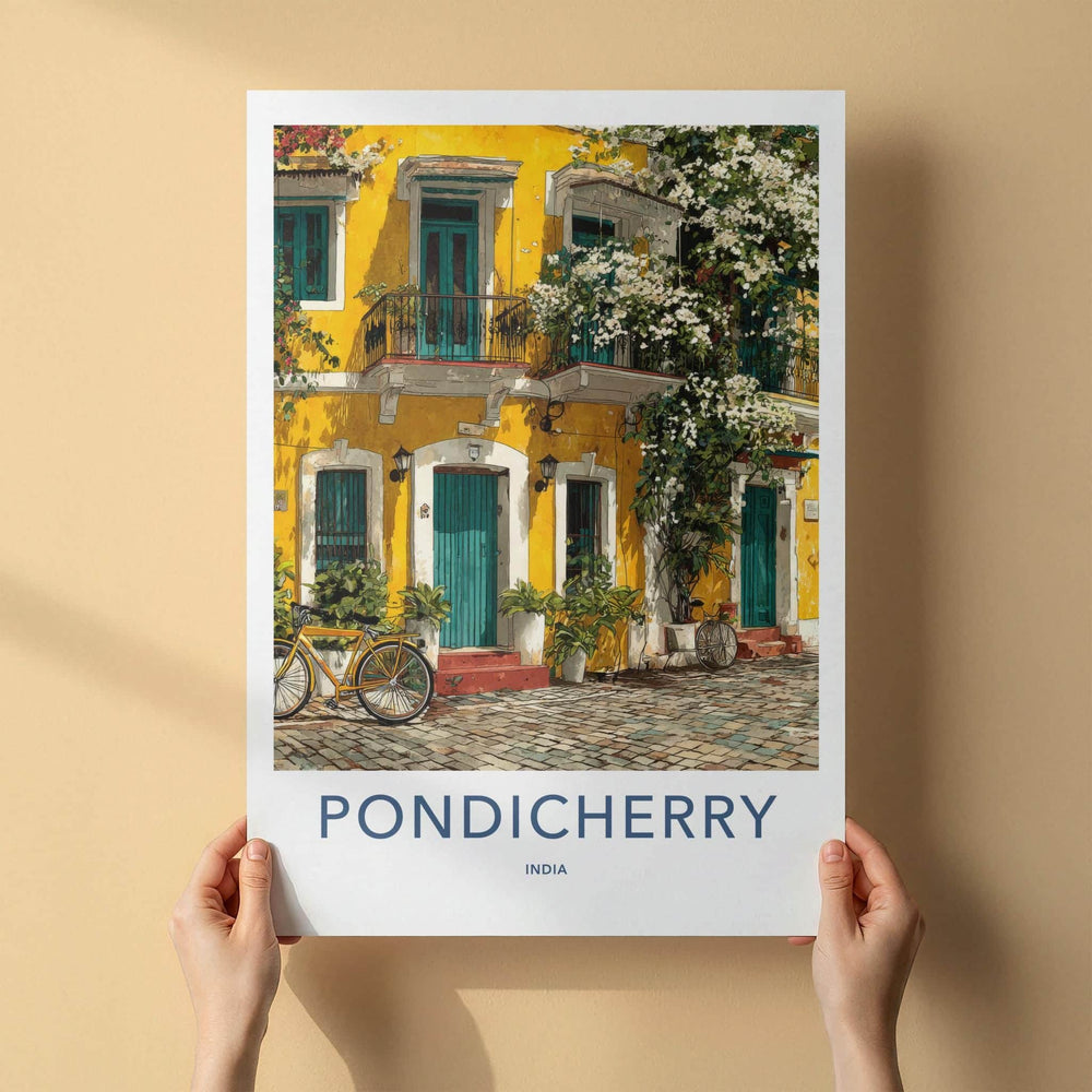 Pondicherry Poster - India Travel Art - Puducherry Vibrant Colonial Charm Wall Decor