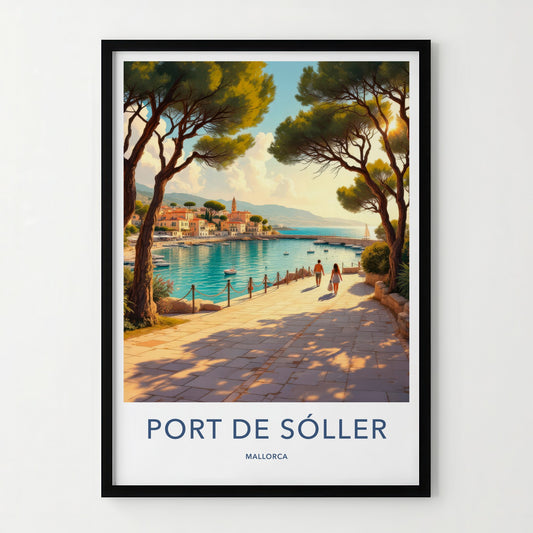 Port De Soller Poster - Spain Travel Art - Mediterranean Harbor View Home Decor