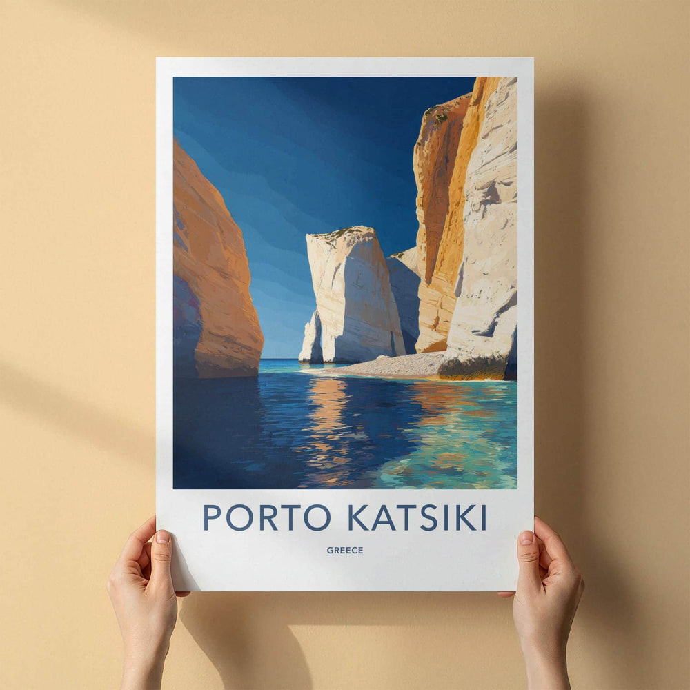Porto Katsiki Poster - Greece Travel Art - White Cliffs Beach Home Decor