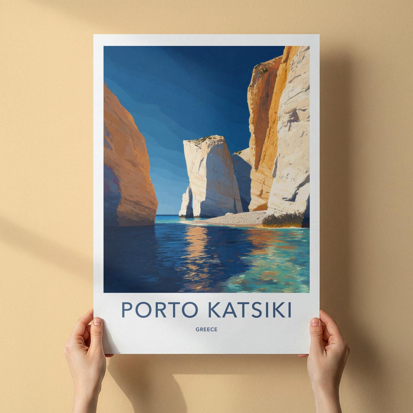 Porto Katsiki Poster - Greece Travel Art - White Cliffs Beach Home Decor
