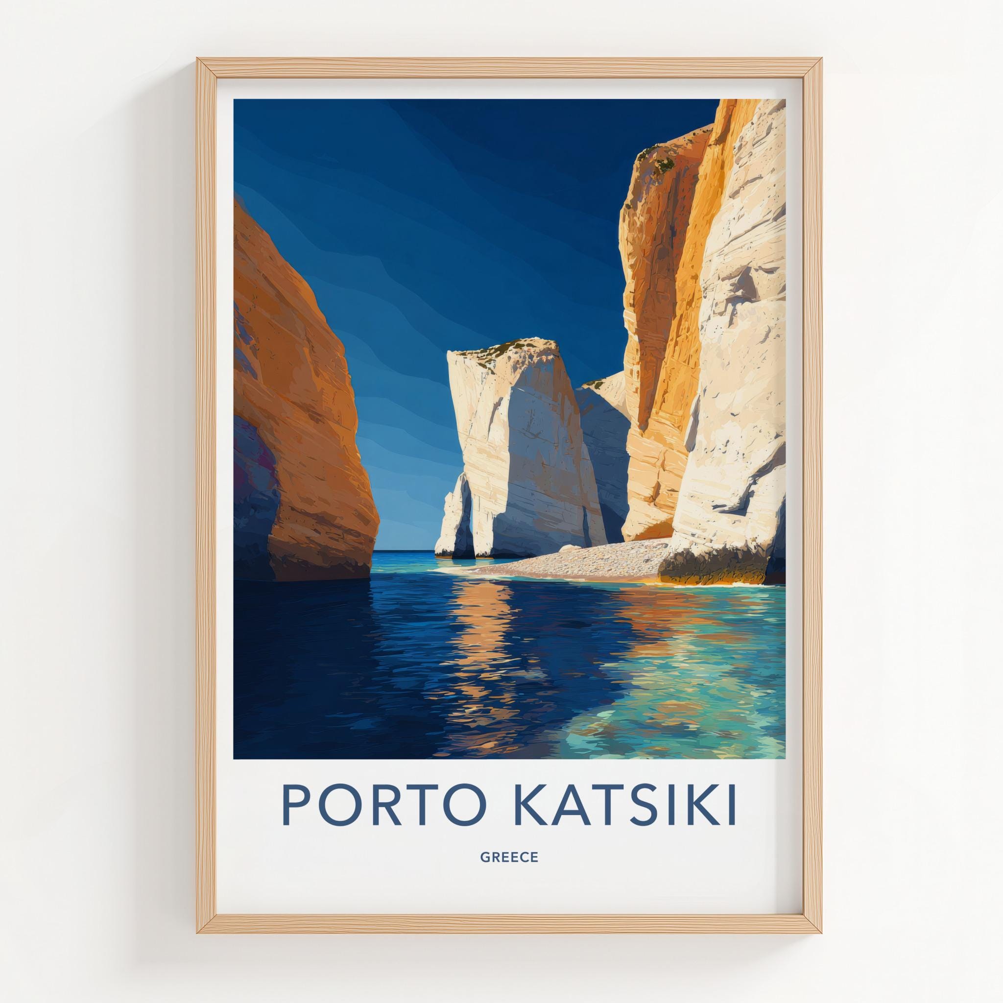 Porto Katsiki Poster - Greece Travel Art - White Cliffs Beach Home Decor