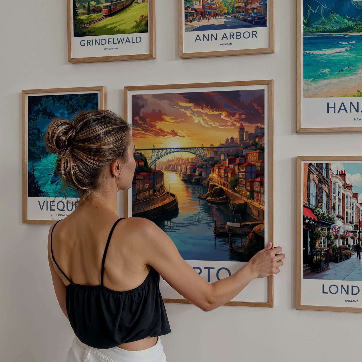 Porto Poster - Portugal Travel Art - Vibrant City Sunset Wall Decor