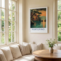 Portofino Poster - Italy Travel Art - Coastal Town Sunset Home Decor