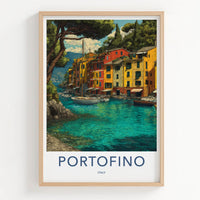 Portofino Poster - Italy Travel Print - Colorful Harbor Boats Gallery Art