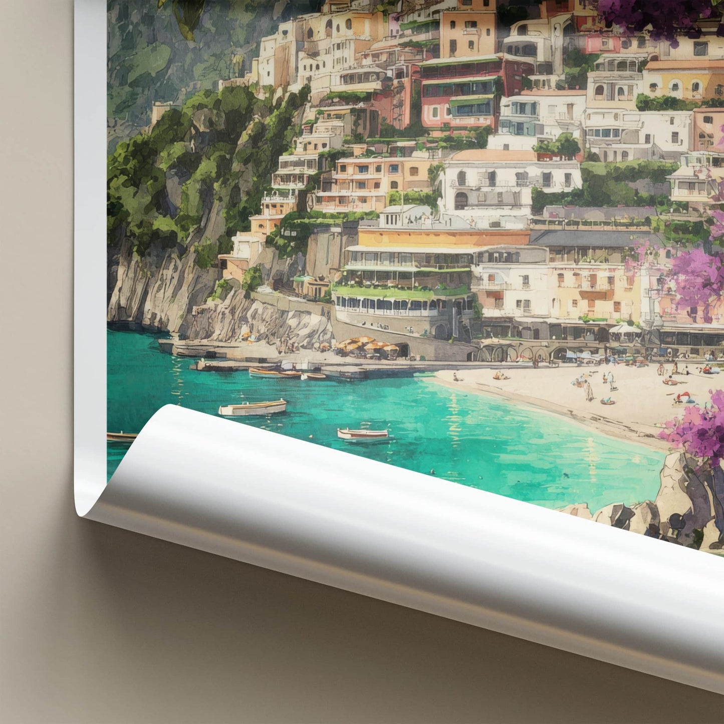 Positano Poster - Italy Travel Art - Cliffside Village Lemons Wall Decor