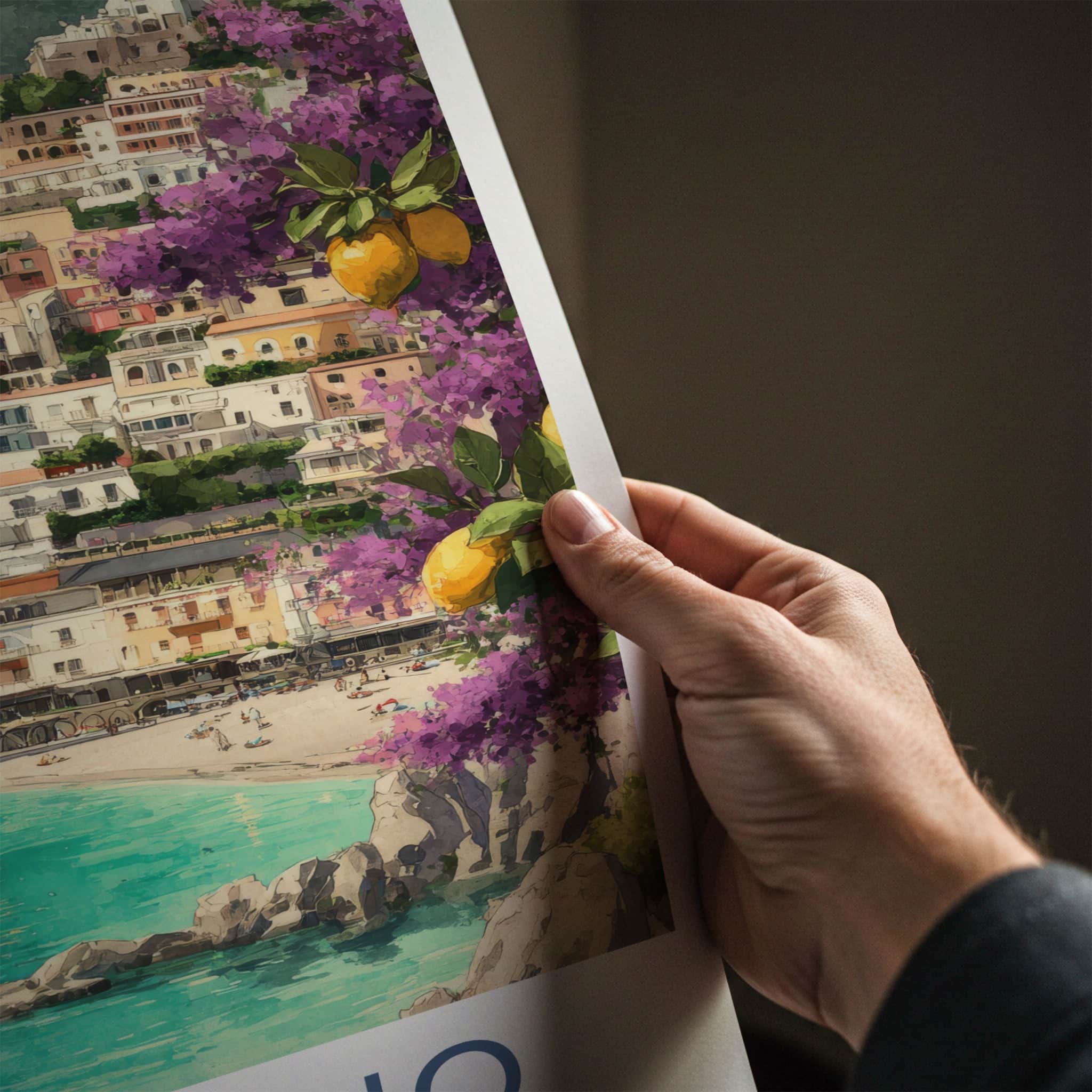Positano Poster - Italy Travel Art - Cliffside Village Lemons Wall Decor