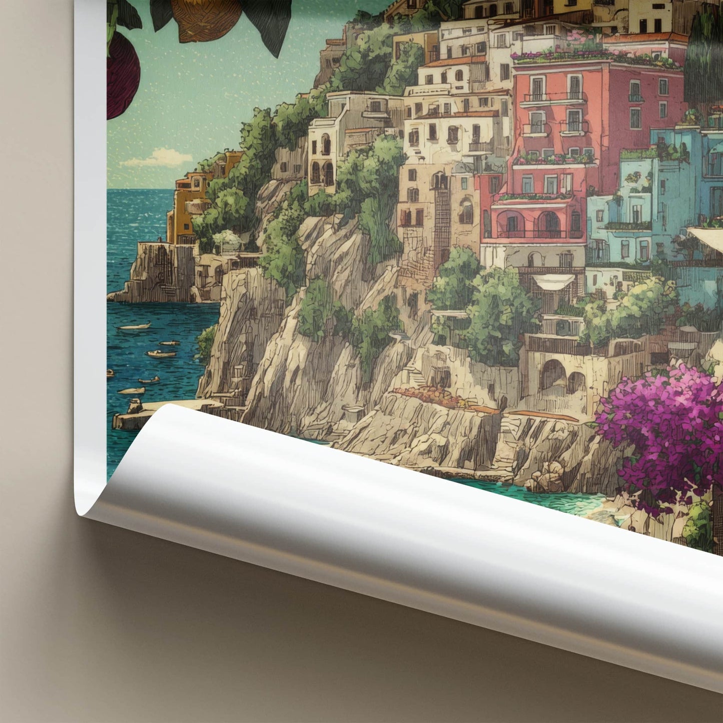 Positano Poster - Italy Travel Art - Coastal Village Lemons Gallery Art