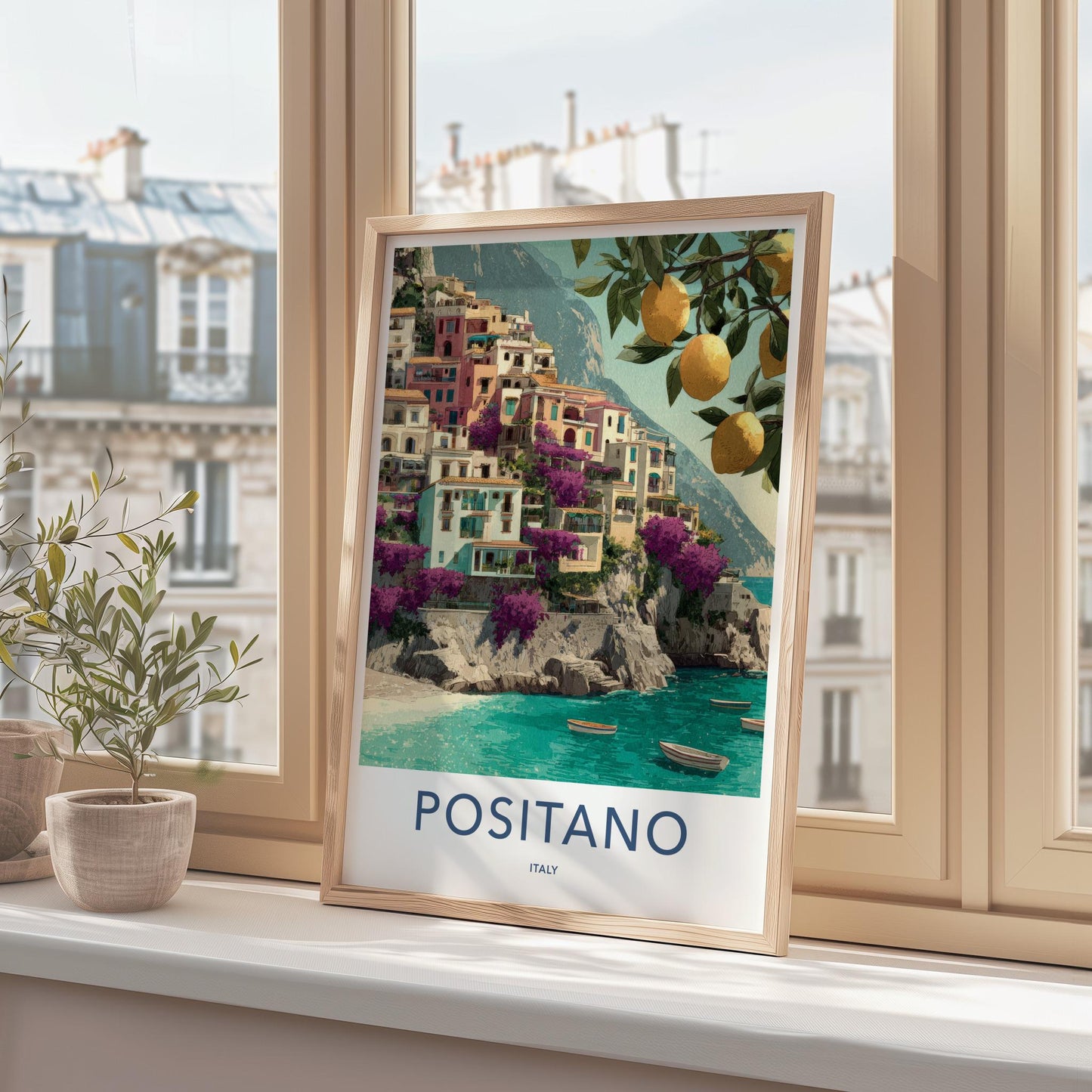 Positano Poster - Italy Travel Art - Colorful Cliffside Village Home Decor