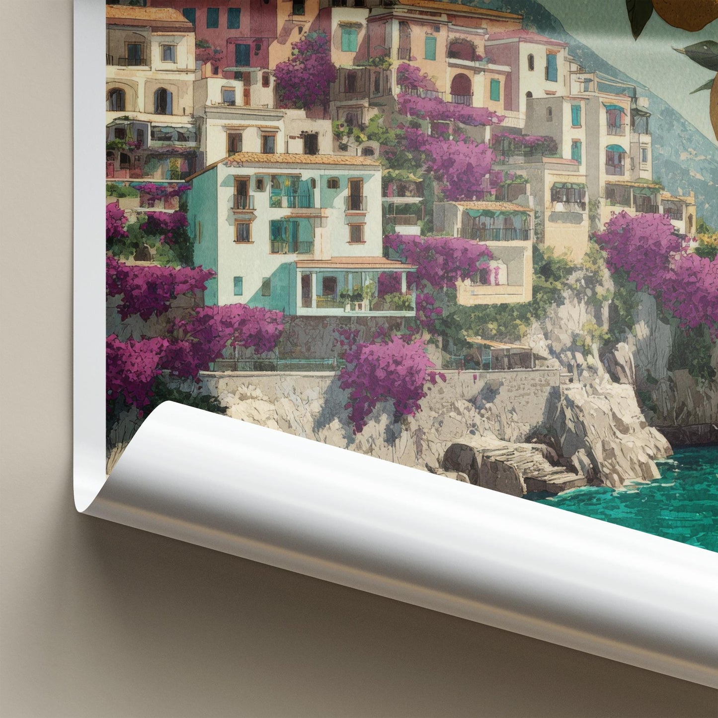 Positano Poster - Italy Travel Art - Colorful Cliffside Village Home Decor