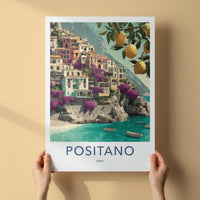 Positano Poster - Italy Travel Art - Colorful Cliffside Village Home Decor