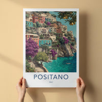 Positano Poster - Italy Travel Art - Vibrant Cliffside Village Home Decor