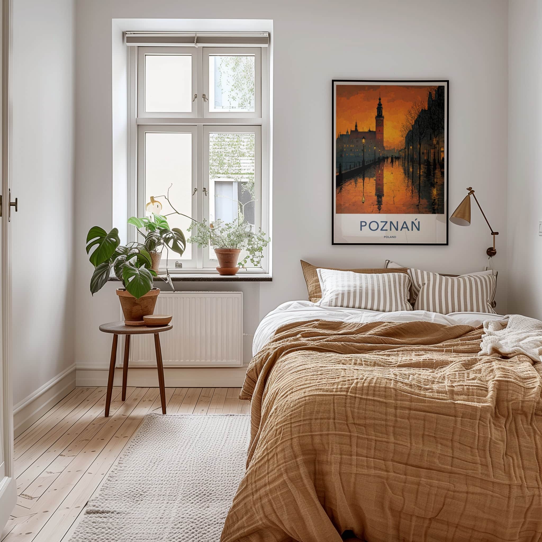 Poznan Poster - Poland Travel Art - Dusk Tower Reflections Wall Decor