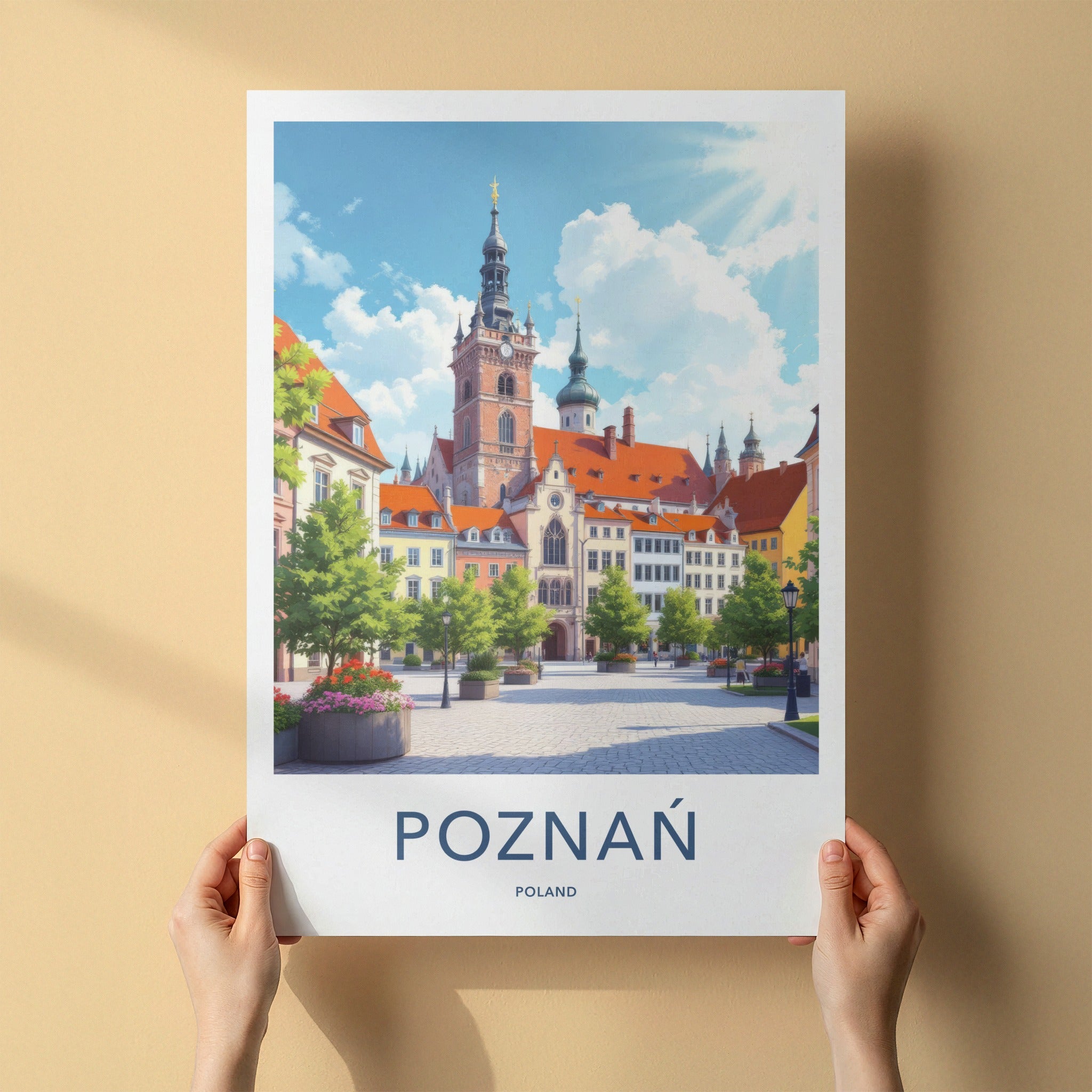 Poznan Poster - Poland Travel Art - Historic Market Square Home Decor