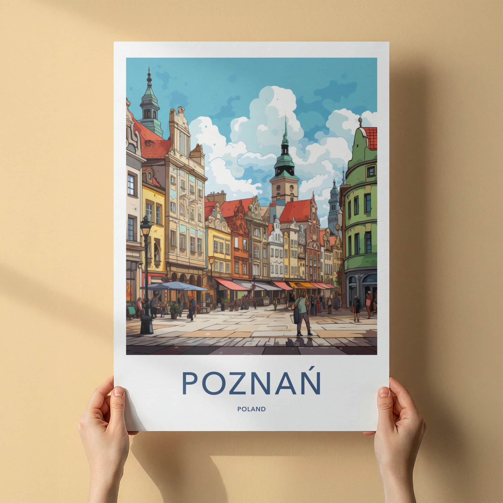 Poznan Poster - Poland Travel Art - Historic Town Square Wall Decor