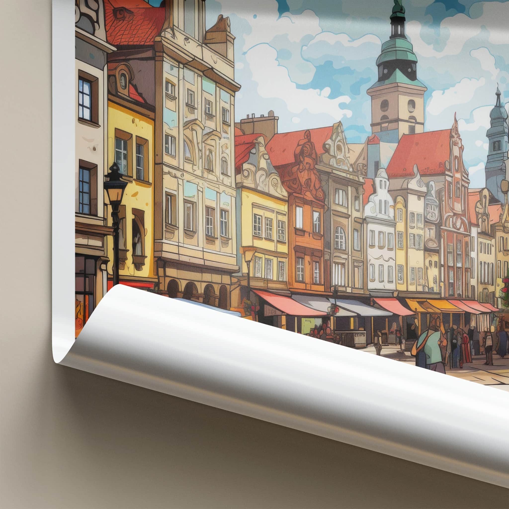 Poznan Poster - Poland Travel Art - Historic Town Square Wall Decor