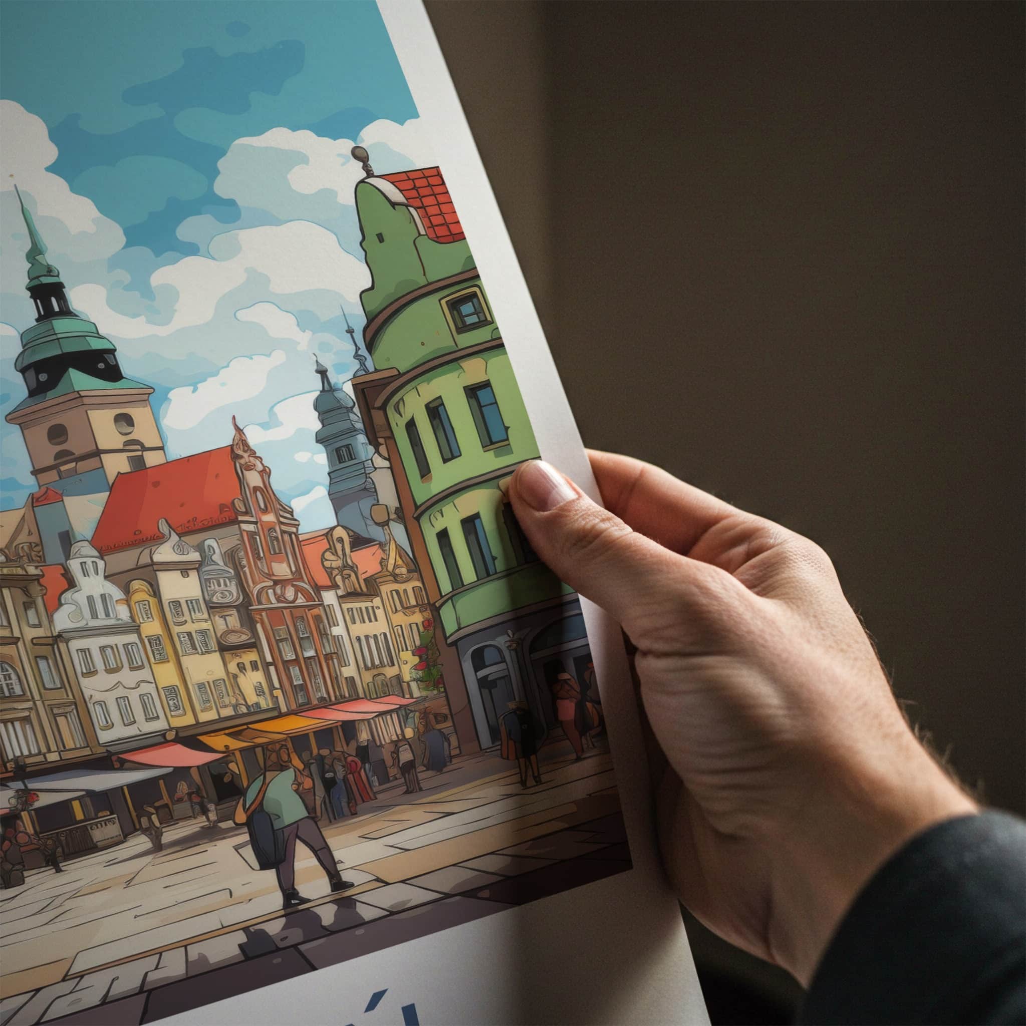 Poznan Poster - Poland Travel Art - Historic Town Square Wall Decor