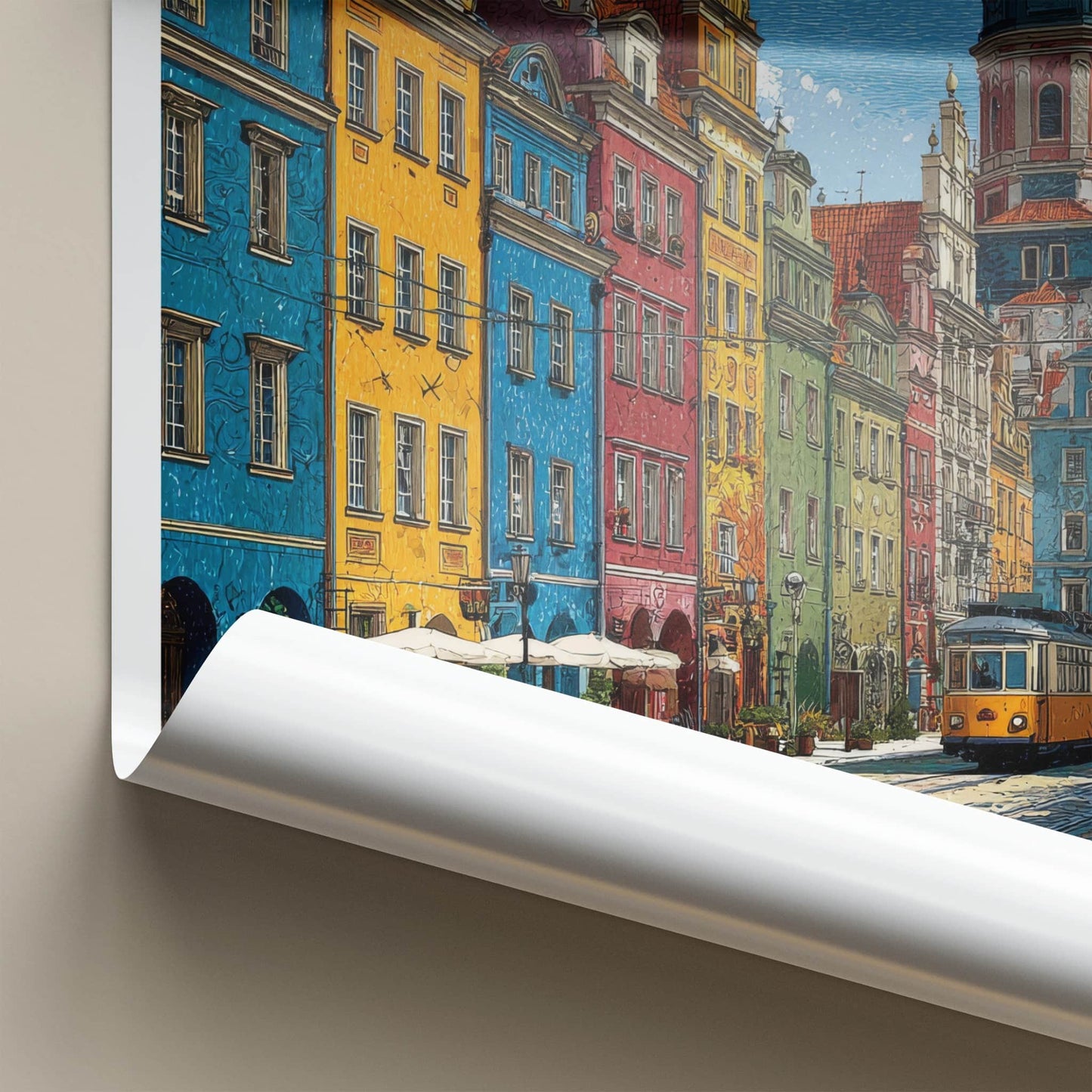 Poznan Poster - Poland Travel Art - Vibrant City Tram Wall Decor