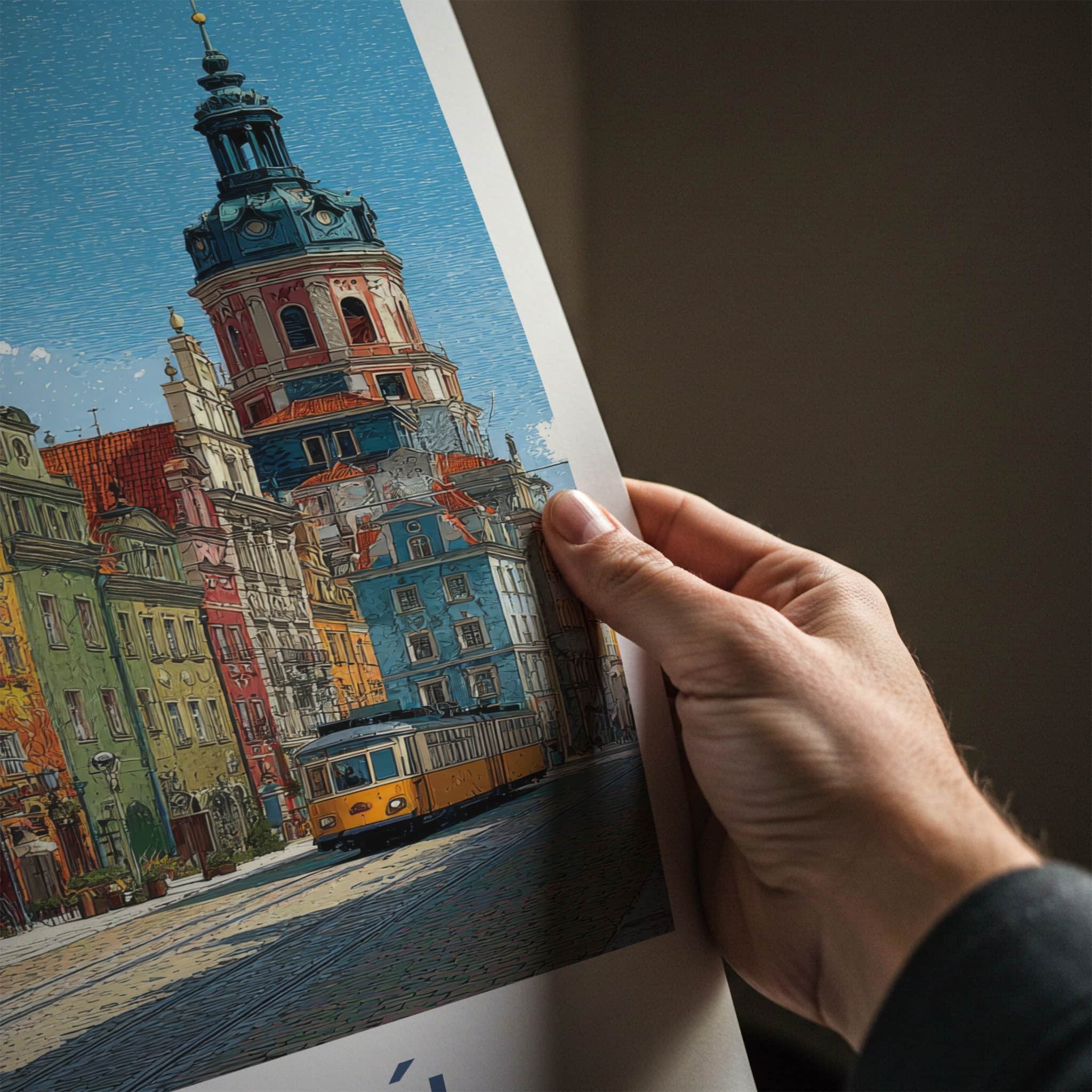 Poznan Poster - Poland Travel Art - Vibrant City Tram Wall Decor