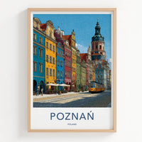Poznan Poster - Poland Travel Art - Vibrant City Tram Wall Decor