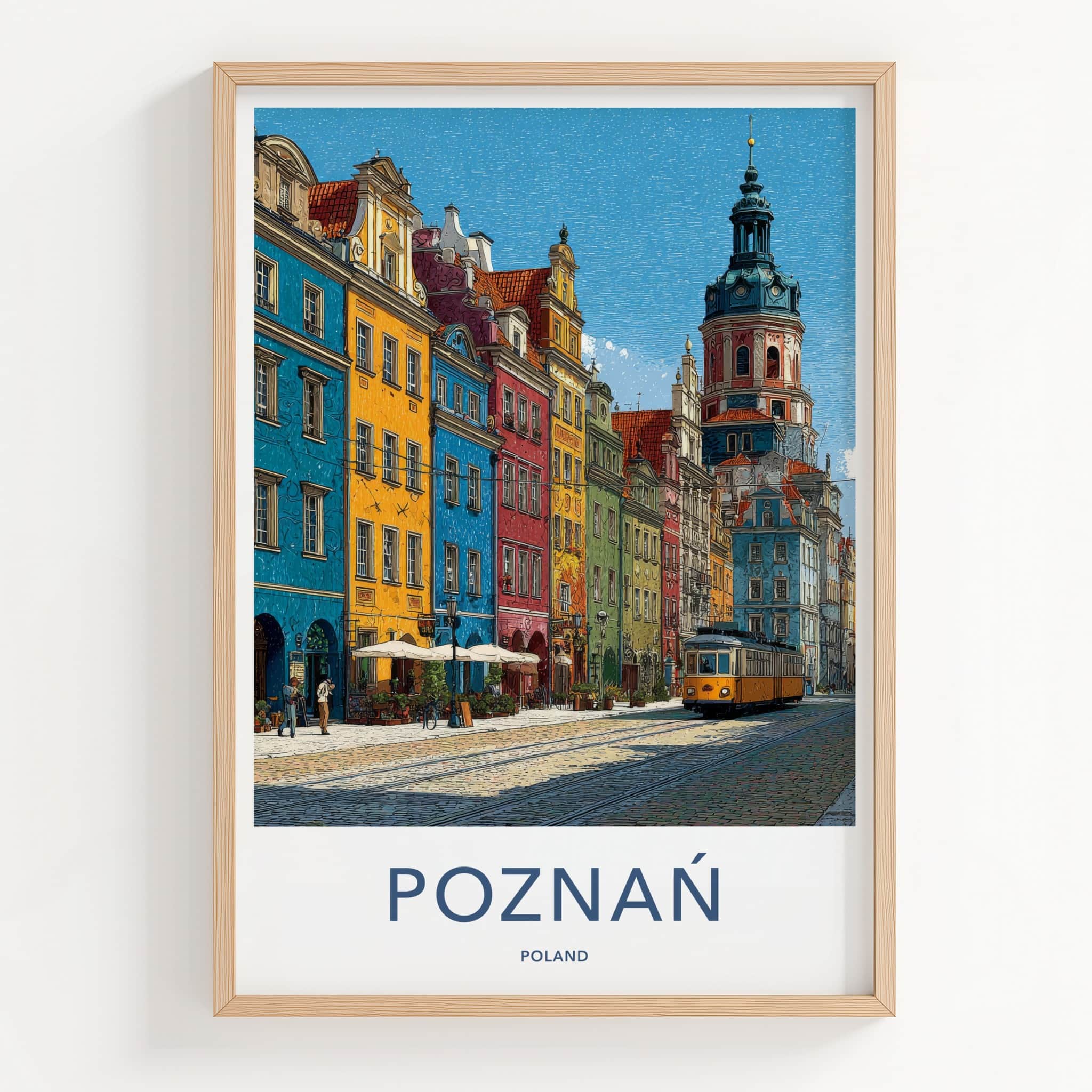 Poznan Poster - Poland Travel Art - Vibrant City Tram Wall Decor