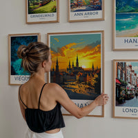 Poznan Poster - Poland Travel Art - Vibrant Market Sunset Wall Decor