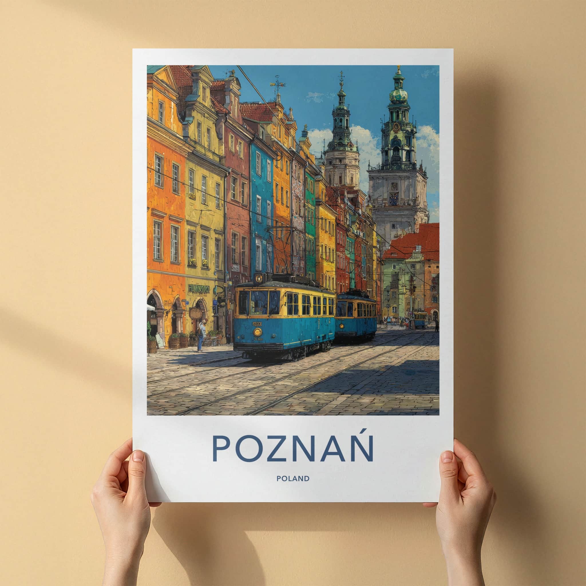 Poznan Poster - Poland Wall Art - Vibrant City Trams Home Decor