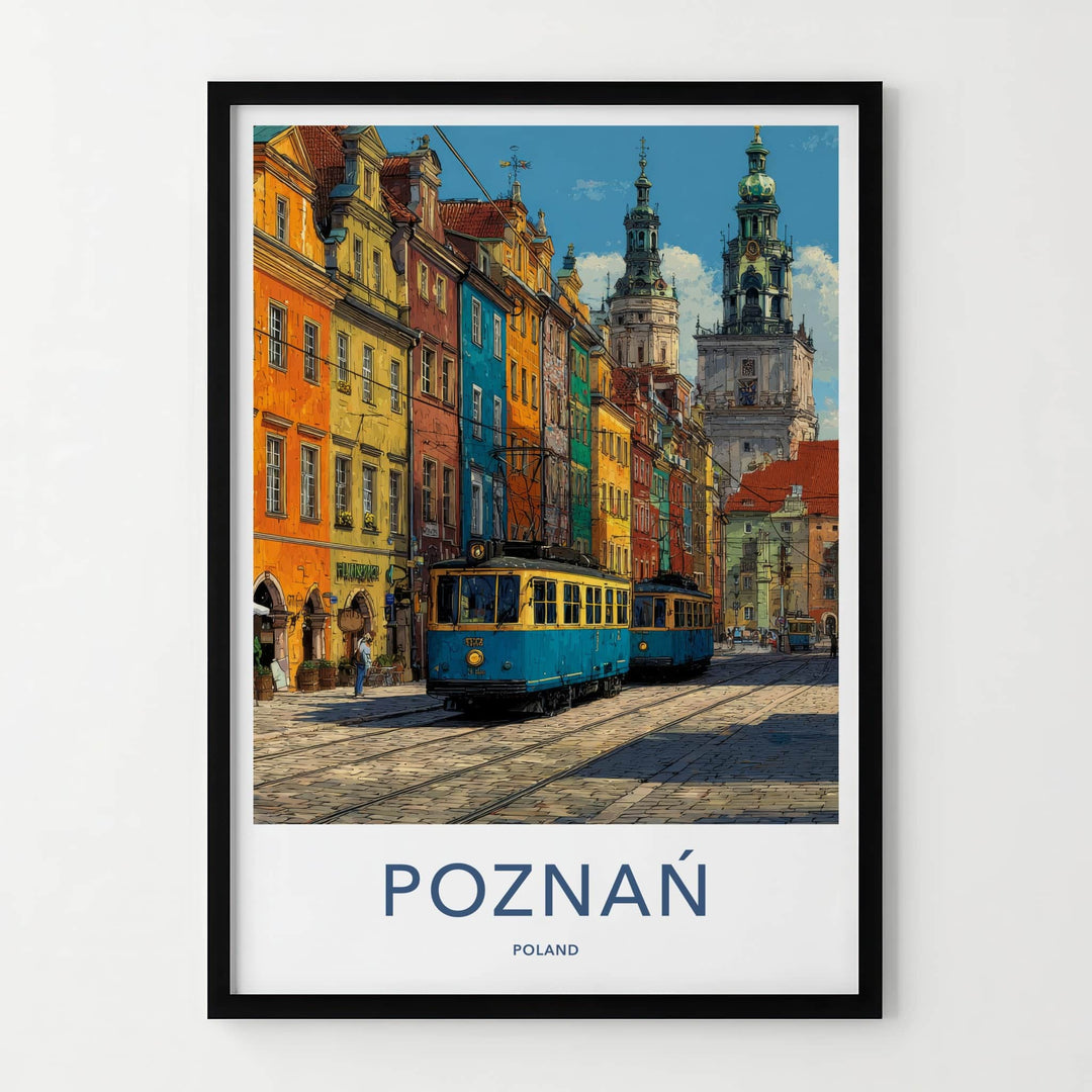 Poznan Poster - Poland Wall Art - Vibrant City Trams Home Decor