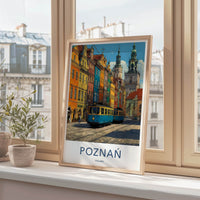 Poznan Poster - Poland Wall Art - Vibrant City Trams Home Decor