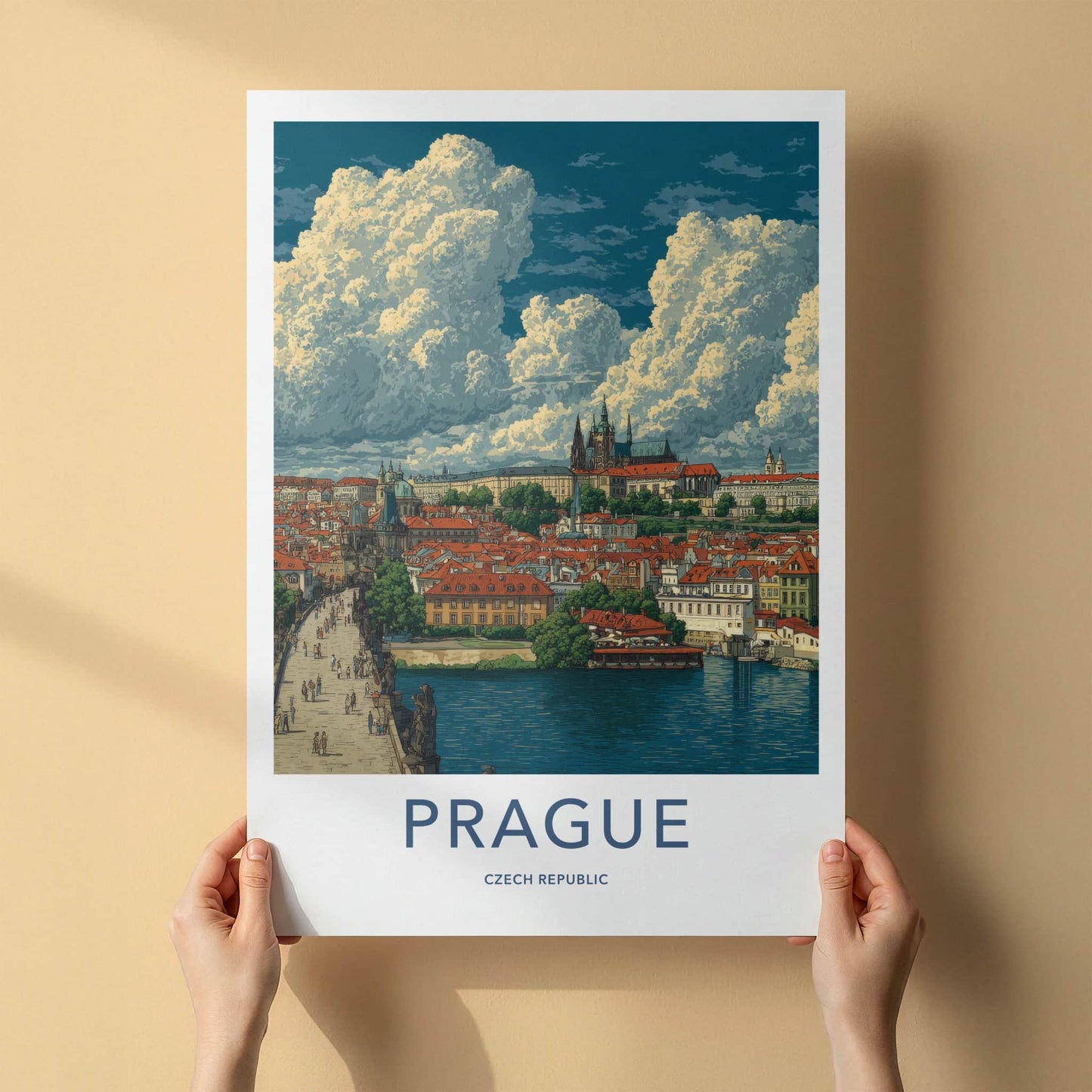 Prague Poster - Czech Republic Travel Art - Historic River City Wall Decor