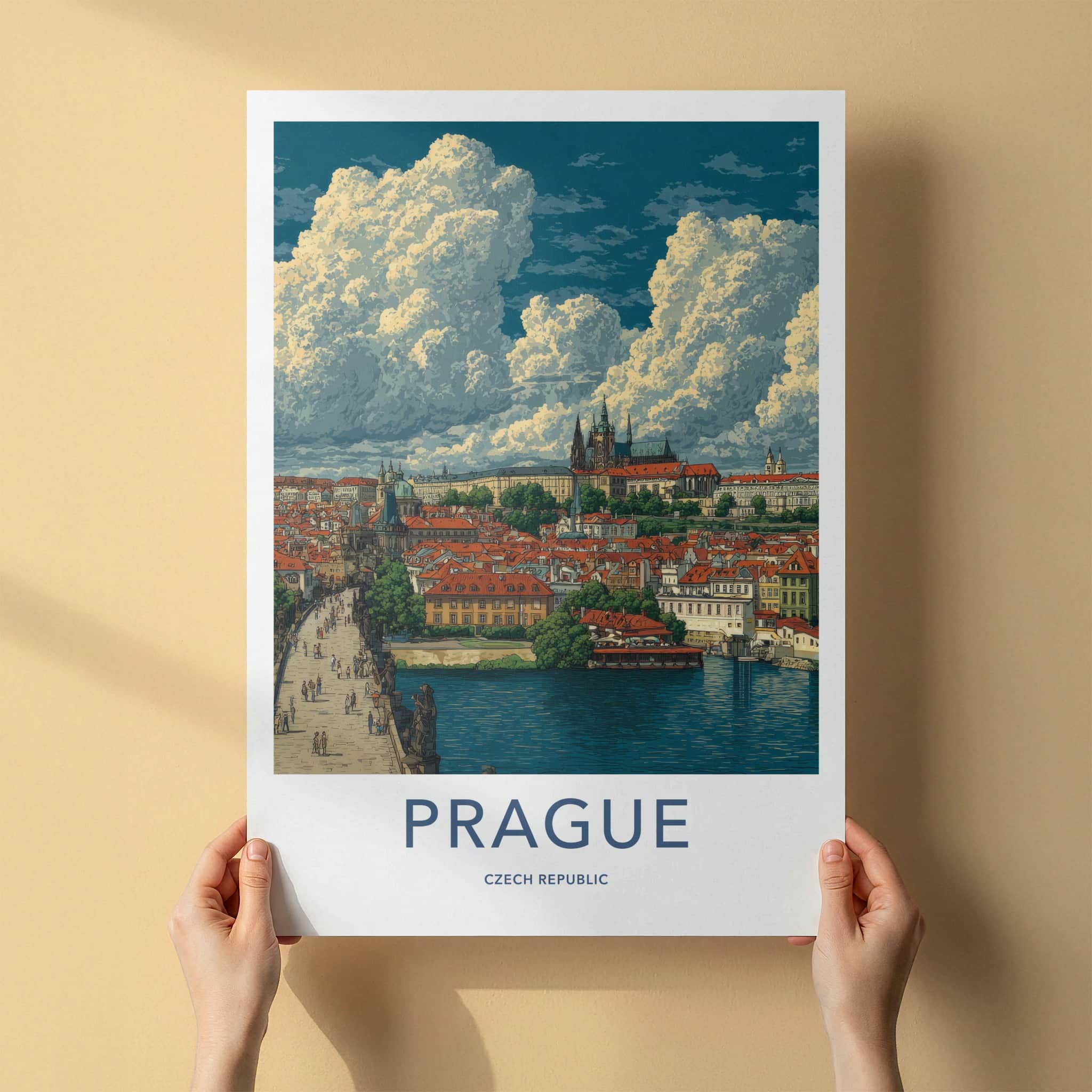 Prague Poster - Czech Republic Travel Art - Historic River City Wall Decor