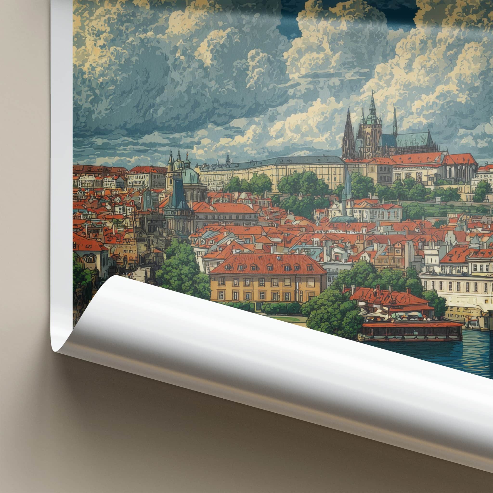 Prague Poster - Czech Republic Travel Art - Historic River City Wall Decor