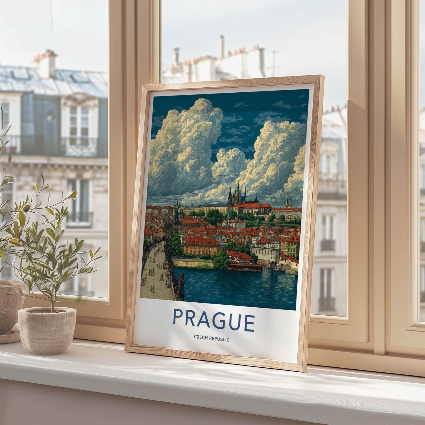 Prague Poster - Czech Republic Travel Art - Historic River City Wall Decor