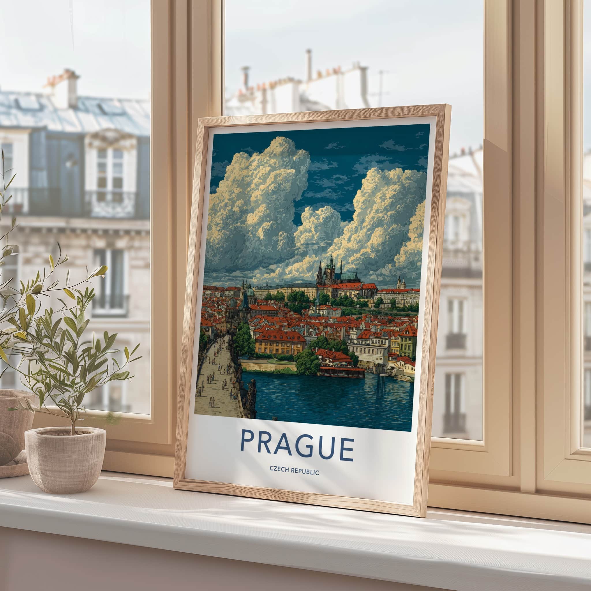 Prague Poster - Czech Republic Travel Art - Historic River City Wall Decor