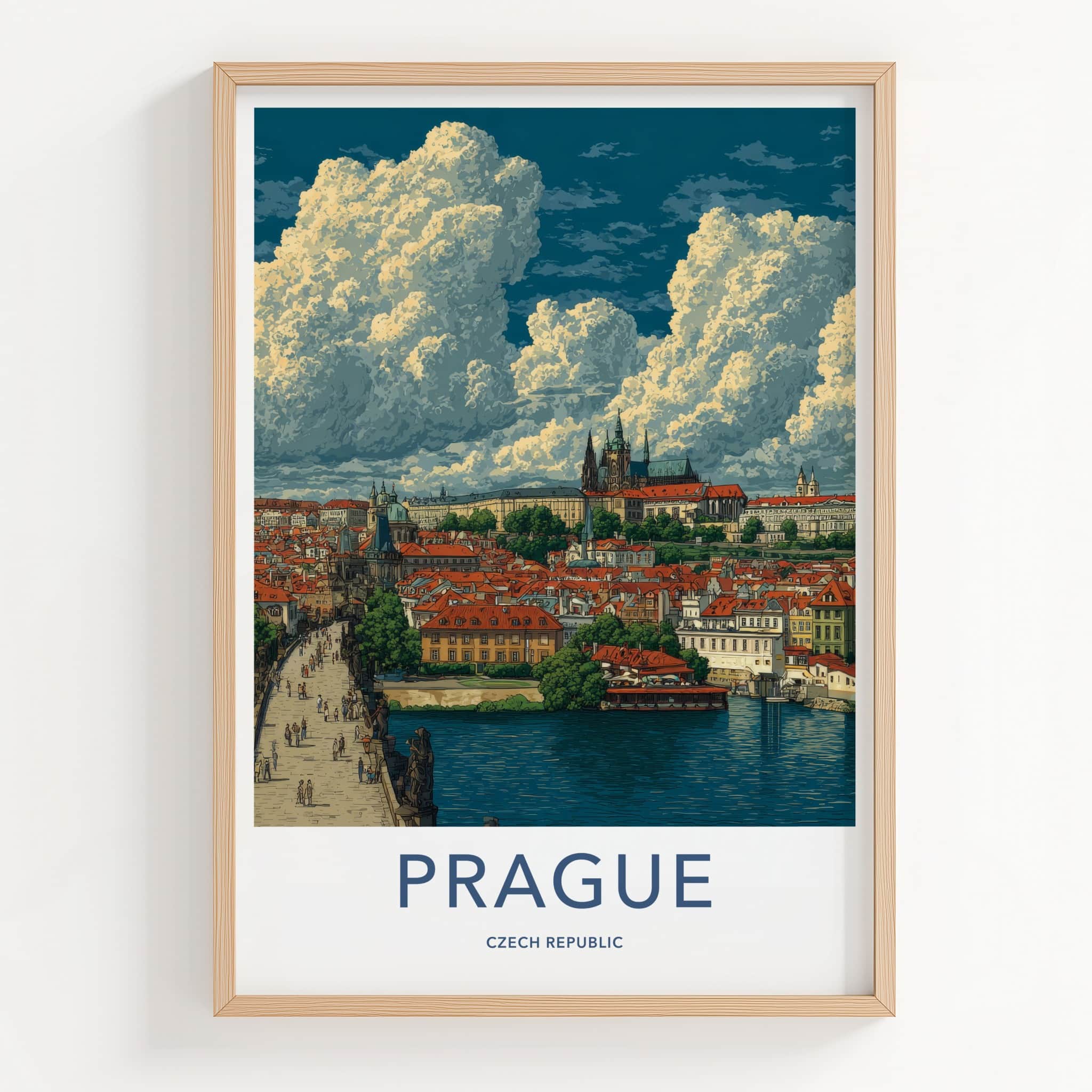 Prague Poster - Czech Republic Travel Art - Historic River City Wall Decor