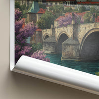 Prague Poster - Czech Republic Travel Art River Bridge Art Print