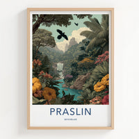 Praslin Poster - Seychelles Art Print - Tropical Lush Waterfall Home Decor