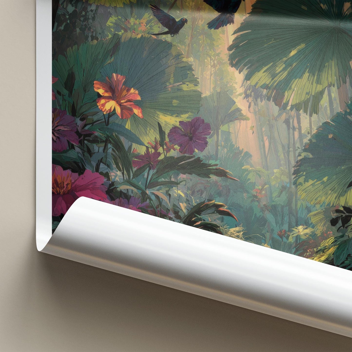 Praslin Poster - Seychelles Travel Art - Sunlit Rainforest Birds Wall Decor
