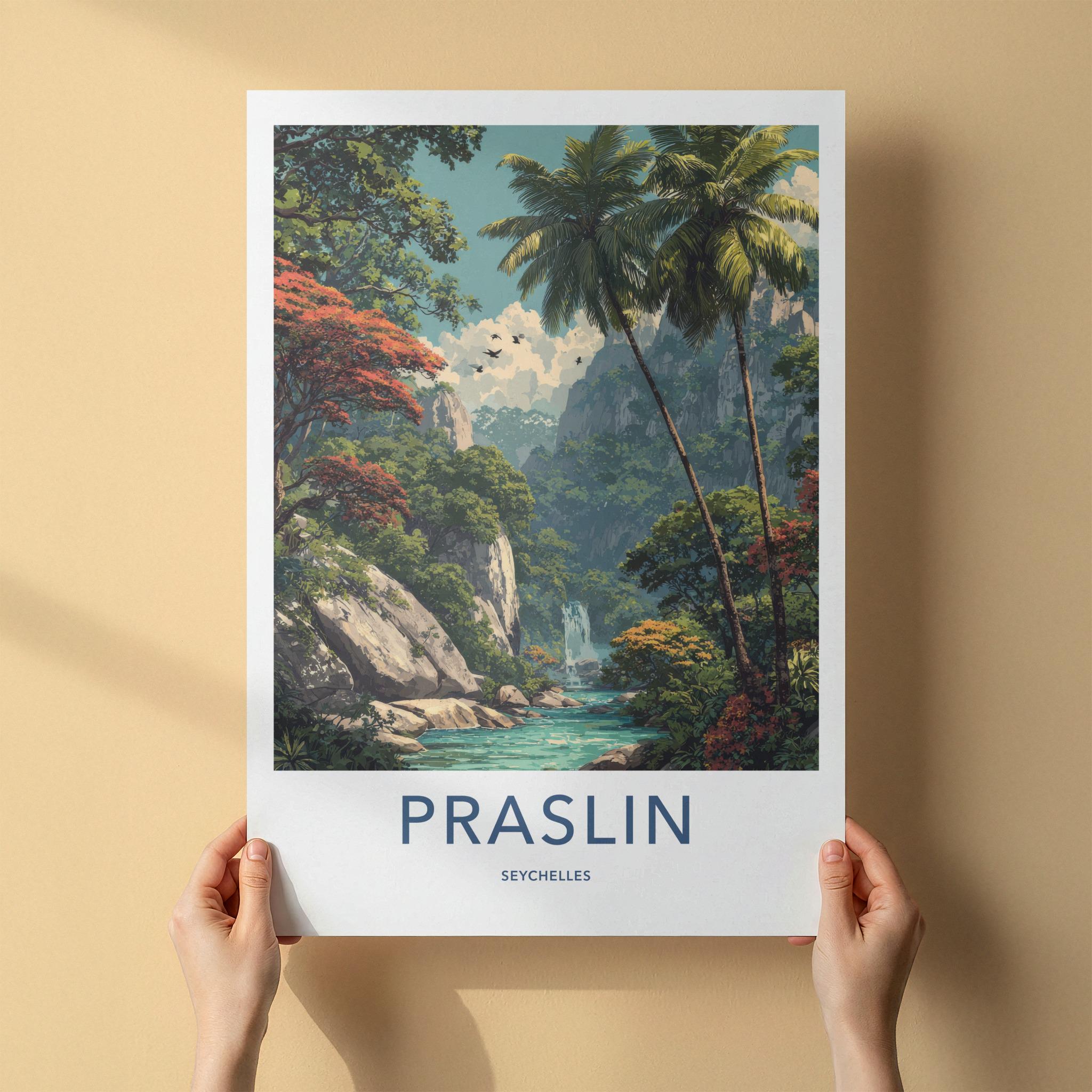 Praslin Poster - Seychelles Wall Art - Lush Tropical Paradise Home Decor